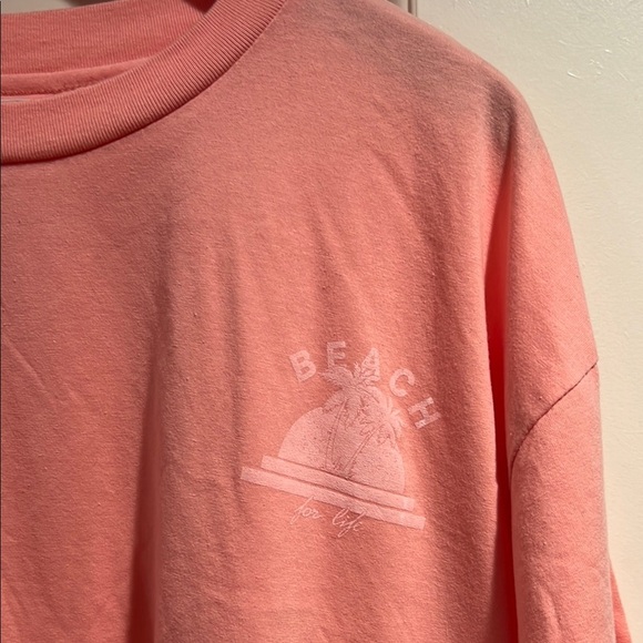 Abound Peach Crop Top Beach Screen print 1X NWOT - Picture 1 of 6